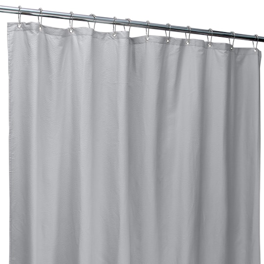 Bath Bliss Silver Microfiber Soft Touch Seersucker Design Shower Curtain Liner